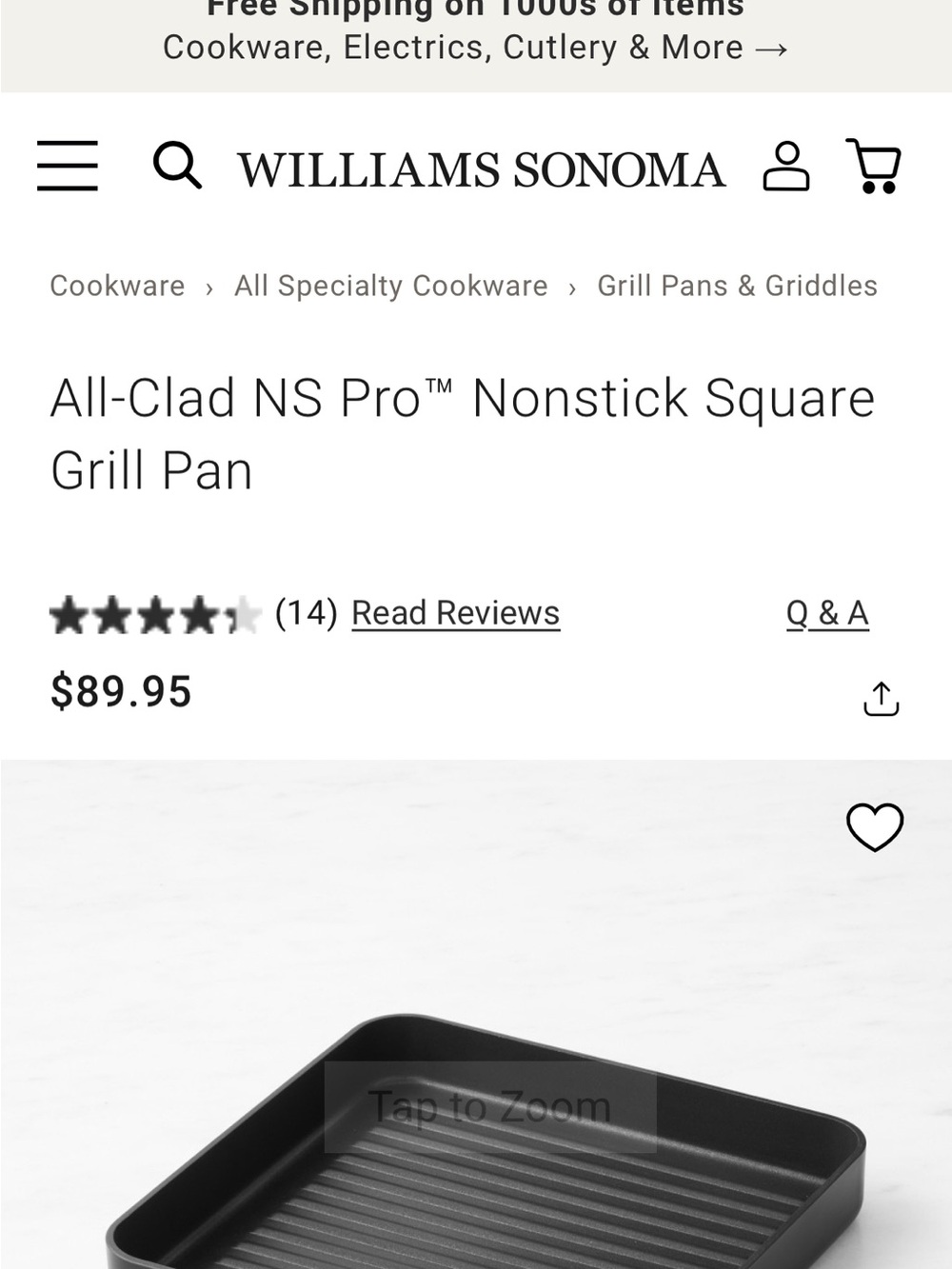 All-Clad Nonstick Square Grill, 11" - Picture 2 of 7